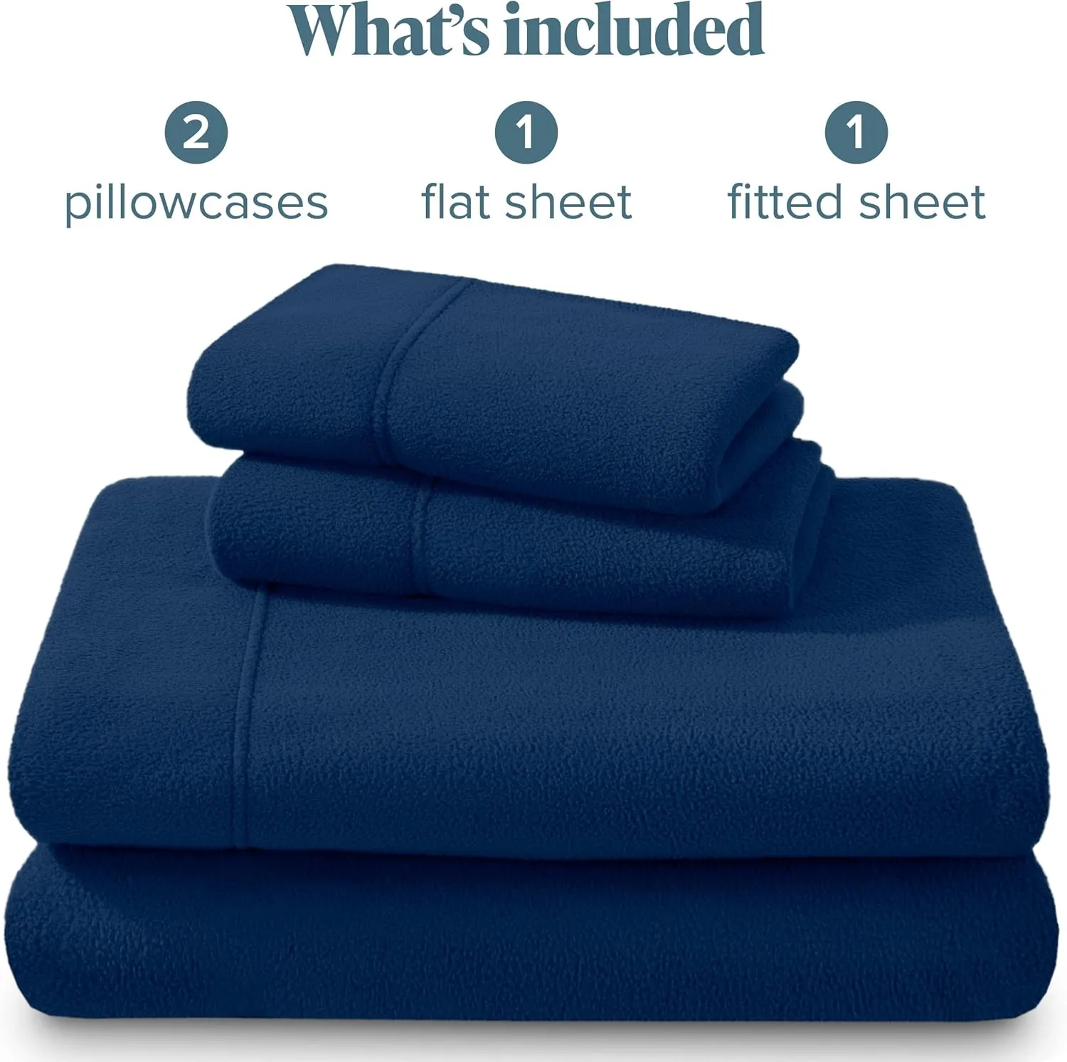 Bare Home Super Soft Fleece Sheet Set - King Size - Extra Plush Polar Fleece, Pill-Resistant Bed Sheets - All Season Cozy Warmth, Breathable & Hypoallergenic (King, Dark Blue)