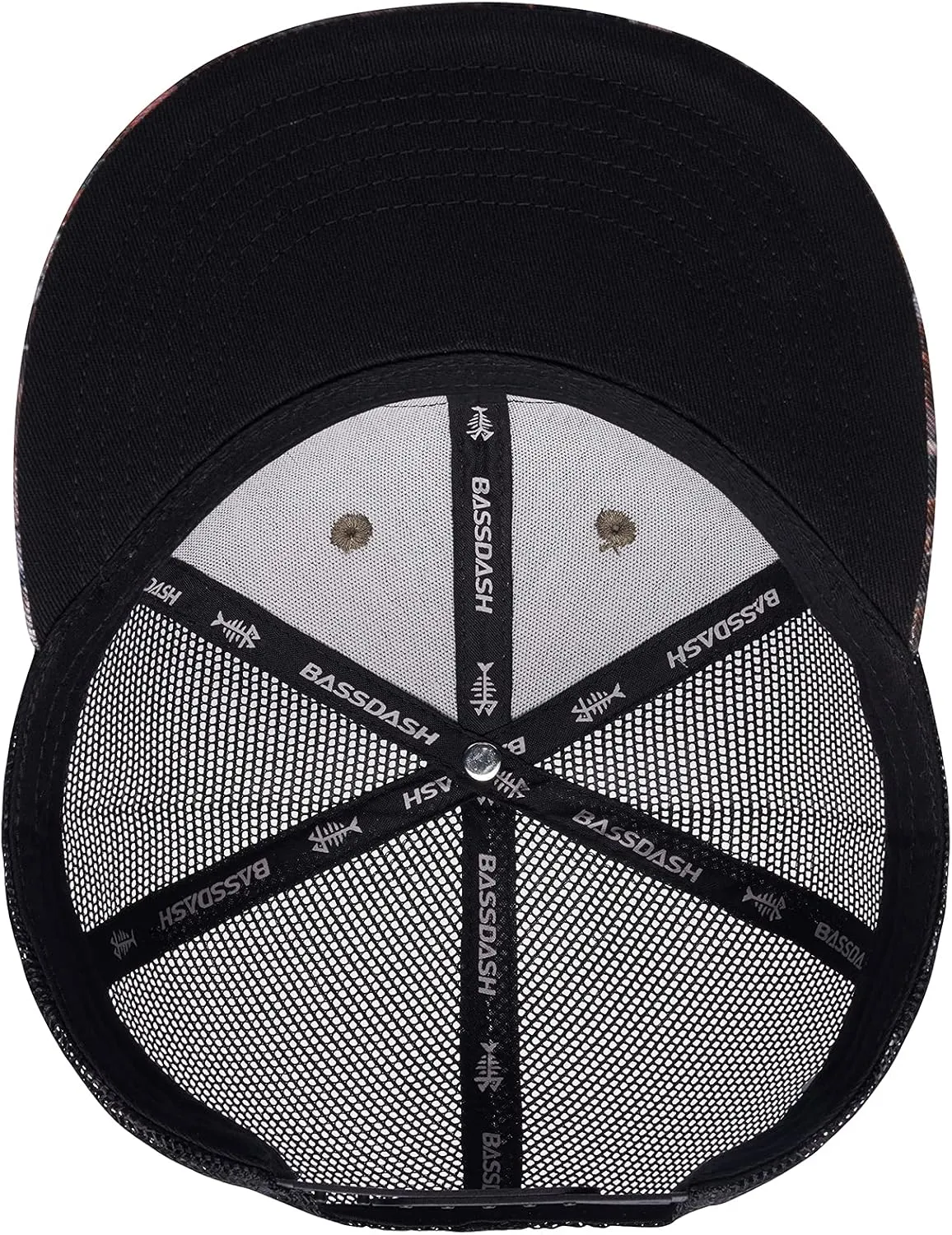 BASSDASH Flat Brim Trucker Cap Adjustable Snapback Hat Mesh Back for Men Women