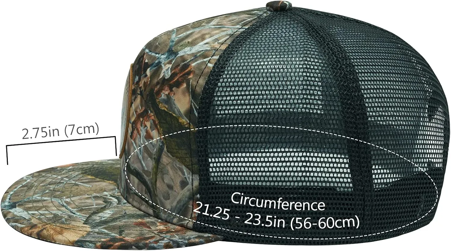 BASSDASH Flat Brim Trucker Cap Adjustable Snapback Hat Mesh Back for Men Women