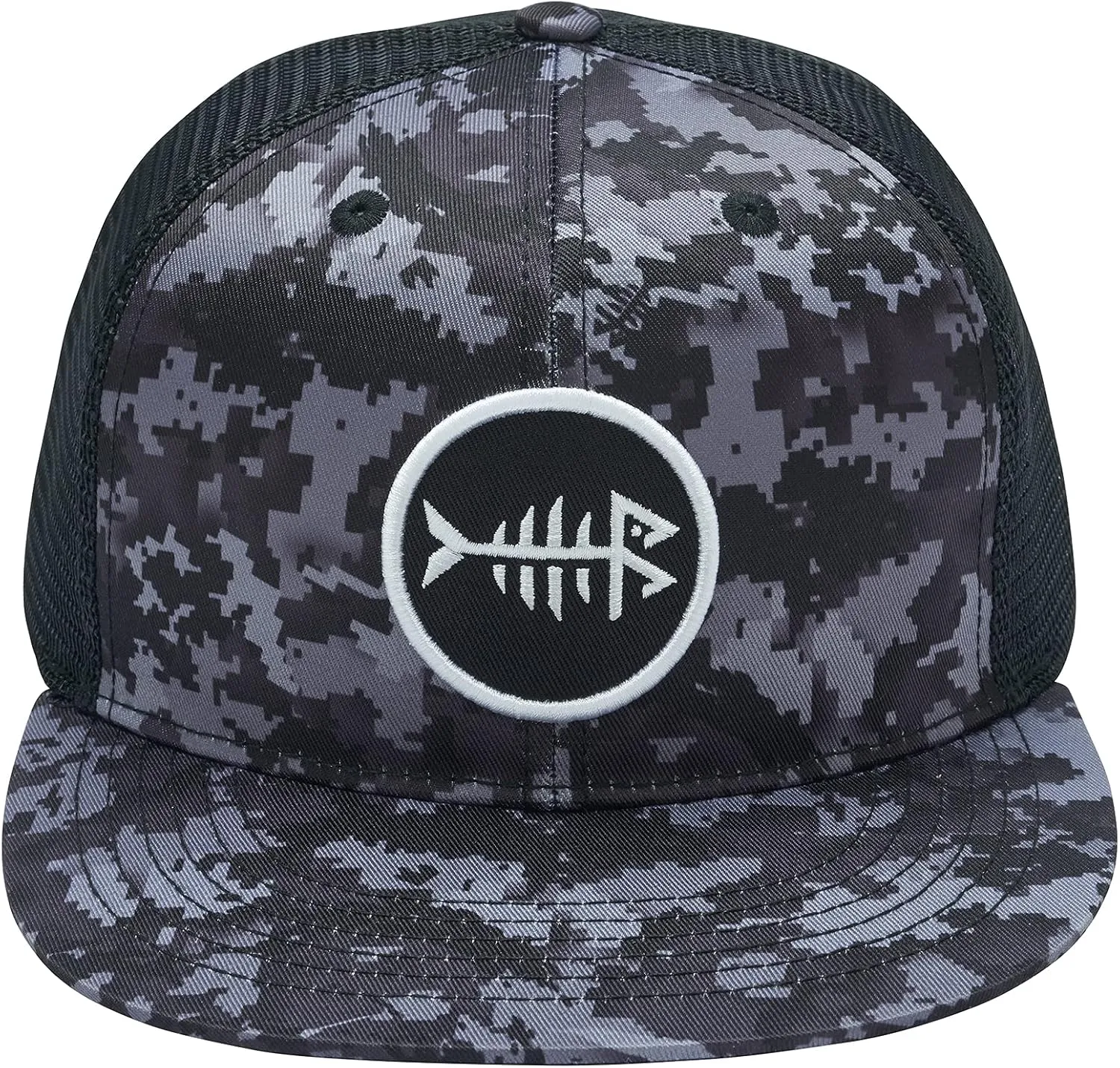 BASSDASH Flat Brim Trucker Cap Adjustable Snapback Hat Mesh Back for Men Women