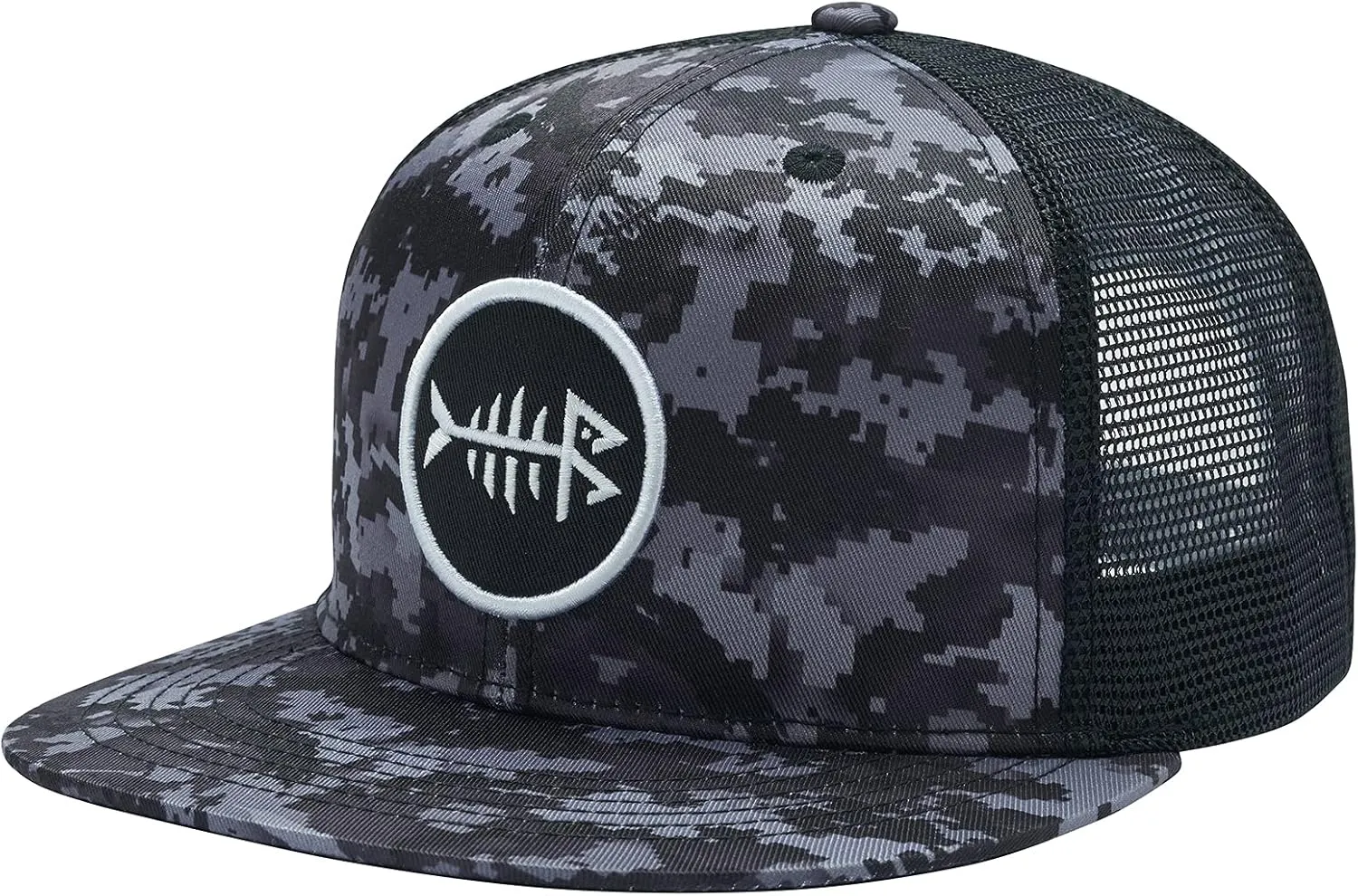 BASSDASH Flat Brim Trucker Cap Adjustable Snapback Hat Mesh Back for Men Women