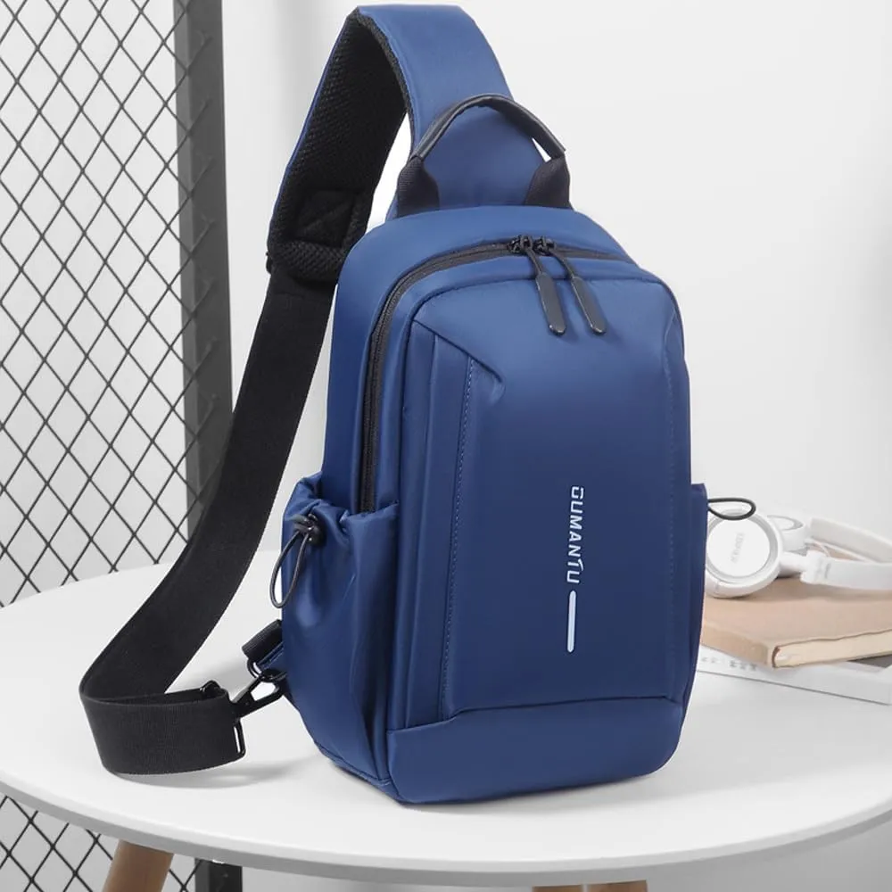 Bealin Waterproof Sling Bag Crossbody Backpack for Men Women Chest Sling Bag with Earphone Hole for Hiking Walking Blue
