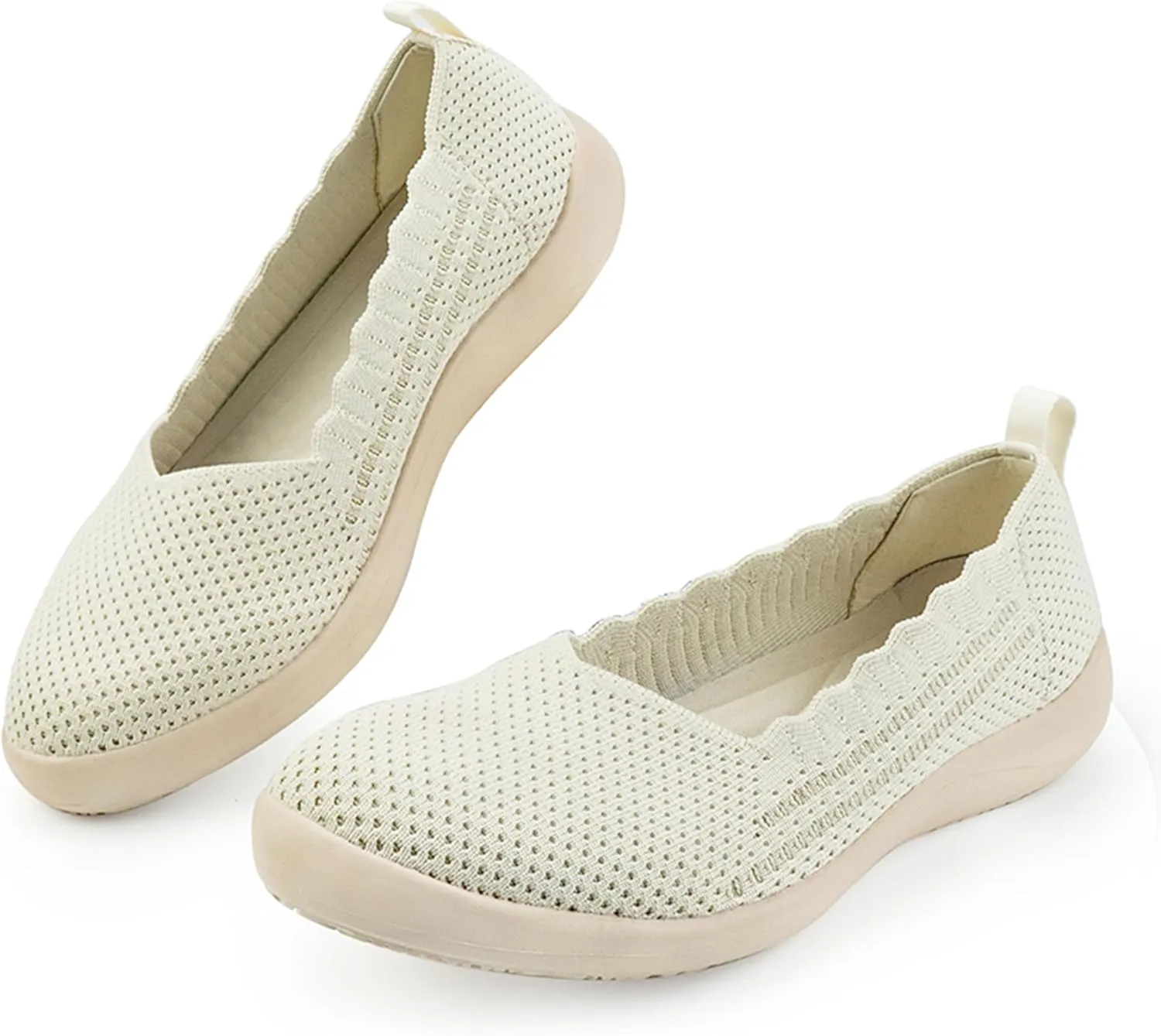 Bealin Womens Flats Round Toe Ballet Shoes Slip on Walking Shoes Comfort Dress Knit Low Wedge