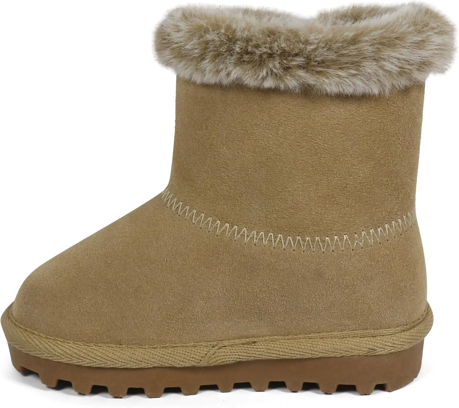 BEARPAW Toddler Winter Bootie with Faux-Fur Lining, Suede Shoes for Indoor and Outdoor, Babies' Soft Ankle Boots with Hard Bottom Soles