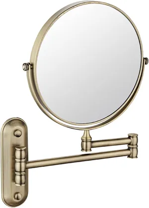 Beauty Mirror,10X Hotel Bathroom Wall Mounted Makeup Mirror, 8 Inch Extendable Bathroom Mirror Foldable Magnifying Double-Sided Shaving Mirror for Bathroom Vanity Bronze 8 inches 7X