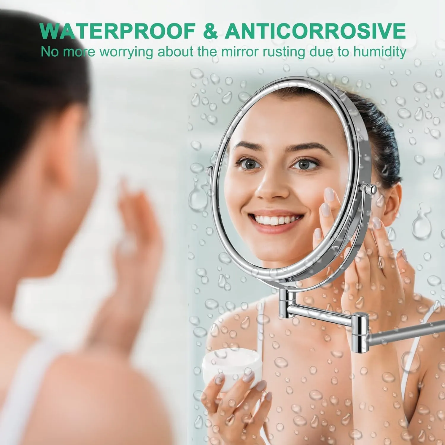 Beauty Mirror,10X Hotel Bathroom Wall Mounted Makeup Mirror, 8 Inch Extendable Bathroom Mirror Foldable Magnifying Double-Sided Shaving Mirror for Bathroom Vanity Brushed Nickel 8 inches 10X