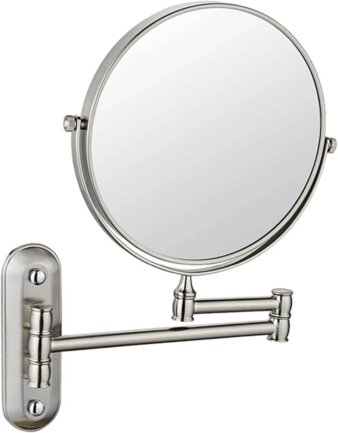 Beauty Mirror,10X Hotel Bathroom Wall Mounted Makeup Mirror, 8 Inch Extendable Bathroom Mirror Foldable Magnifying Double-Sided Shaving Mirror for Bathroom Vanity Brushed Nickel 8 inches 10X
