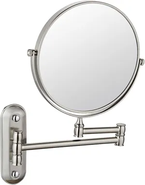 Beauty Mirror,10X Hotel Bathroom Wall Mounted Makeup Mirror, 8 Inch Extendable Bathroom Mirror Foldable Magnifying Double-Sided Shaving Mirror for Bathroom Vanity Brushed Nickel 8 inches 10X