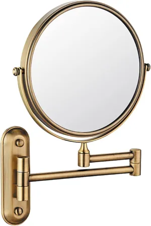 Beauty Mirror,10X Hotel Bathroom Wall Mounted Makeup Mirror, 8 Inch Extendable Mirror Foldable Telescopic Magnifying Double-Sided Shaving Mirror for Bathroom Vanity Antique 8 inches 10X