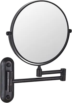 Beauty Mirror,10X Hotel Bathroom Wall Mounted Makeup Mirror, 8 Inch Extendable Mirror Foldable Telescopic Magnifying Double-Sided Shaving Mirror for Bathroom Vanity Asia Black 8 inches 10X