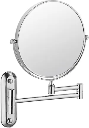 Beauty Mirror,10X Hotel Bathroom Wall Mounted Makeup Mirror, 8 Inch Extendable Mirror Foldable Telescopic Magnifying Double-Sided Shaving Mirror for Bathroom Vanity Silver 8 inches 3X