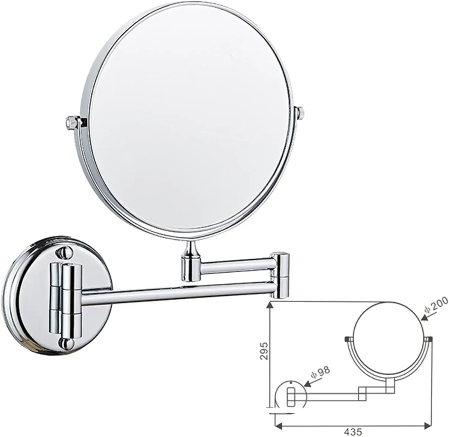 Beauty Mirror,3X 10X Hotel Bathroom Wall Mounted Makeup Mirror, 8 Inch Extendable Bathroom Mirror Foldable Magnifying Double-Sided Shaving Mirror for Bathroom Vanity Brushed Nickel 6 inches 5X