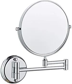 Beauty Mirror,3X 10X Hotel Bathroom Wall Mounted Makeup Mirror, 8 Inch Extendable Bathroom Mirror Foldable Magnifying Double-Sided Shaving Mirror for Bathroom Vanity Silver 8 inches 10x