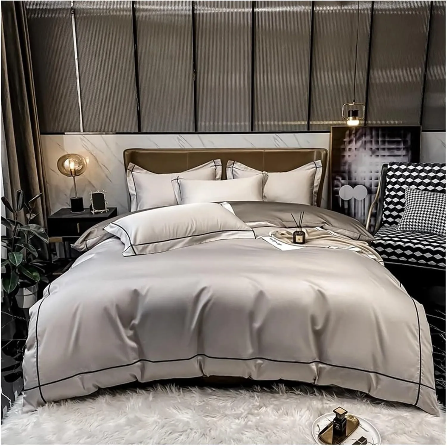 Bedding Set 800Tc Egyptian Cotton Bed Sheet Set with Quilt Cover Pillowcases Luxury Flat Sheets Duvet Cover,All Season Comforter,B,Twin