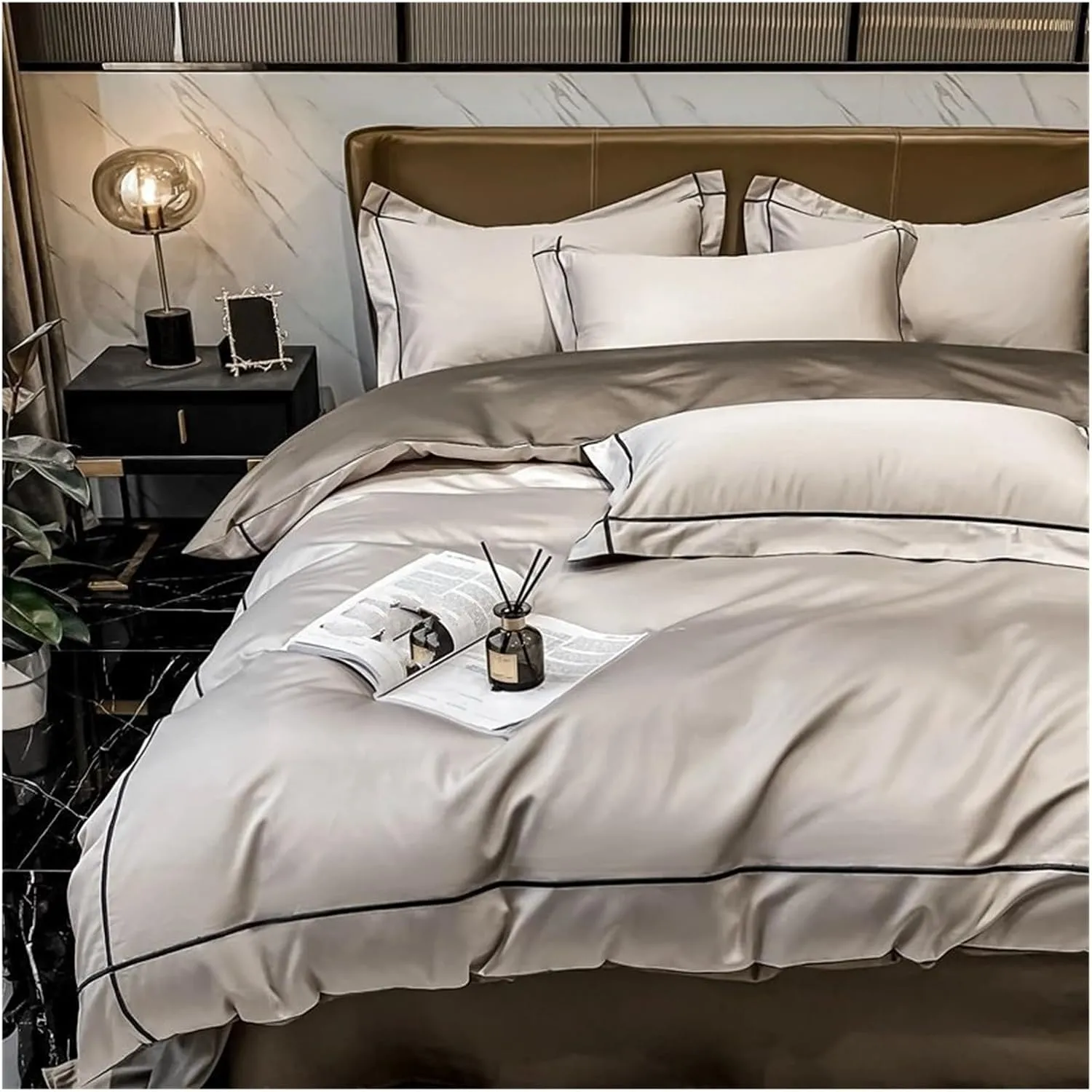 Bedding Set 800Tc Egyptian Cotton Bed Sheet Set with Quilt Cover Pillowcases Luxury Flat Sheets Duvet Cover,All Season Comforter,B,Twin