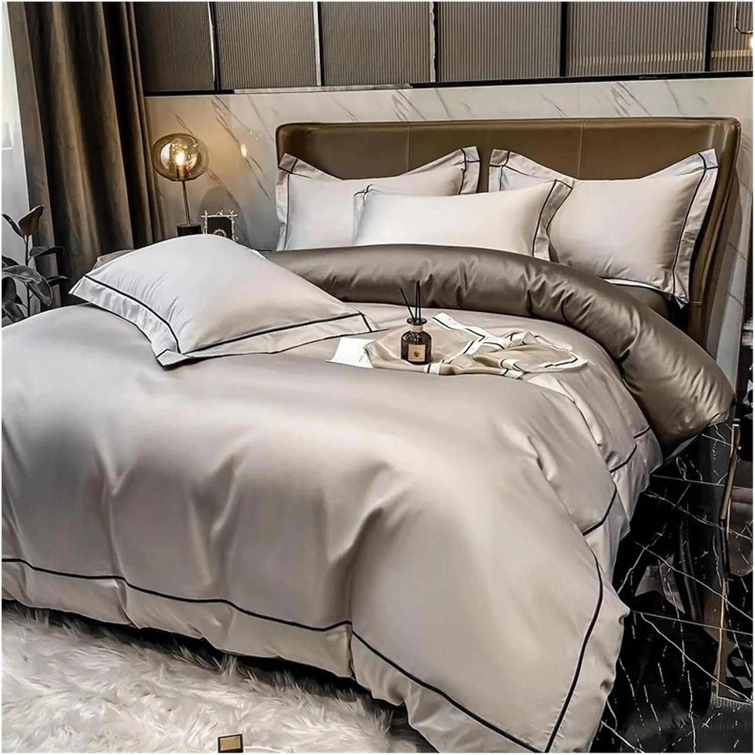 Bedding Set 800Tc Egyptian Cotton Bed Sheet Set with Quilt Cover Pillowcases Luxury Flat Sheets Duvet Cover,All Season Comforter,B,Twin