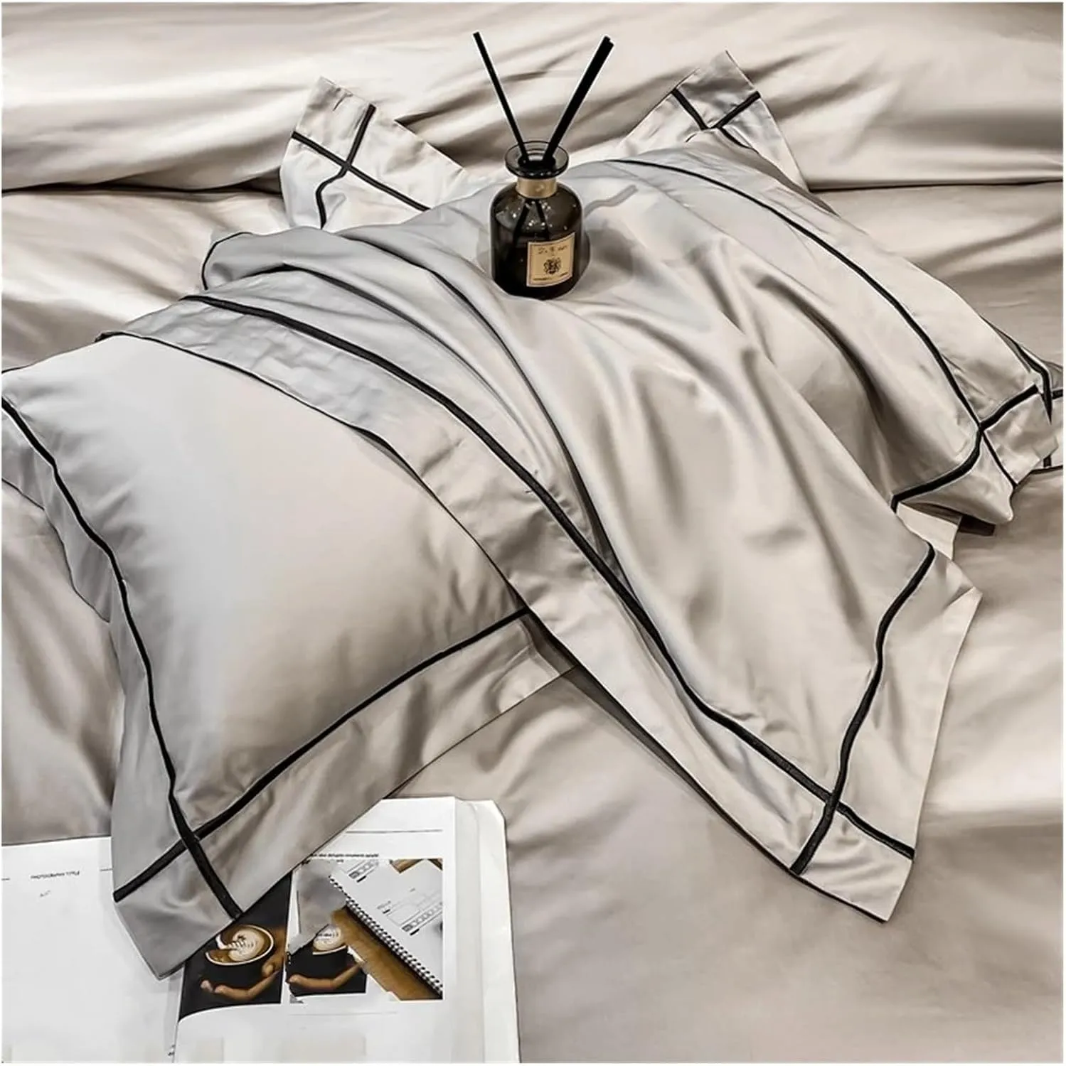 Bedding Set 800Tc Egyptian Cotton Bed Sheet Set with Quilt Cover Pillowcases Luxury Flat Sheets Duvet Cover,All Season Comforter,B,Twin