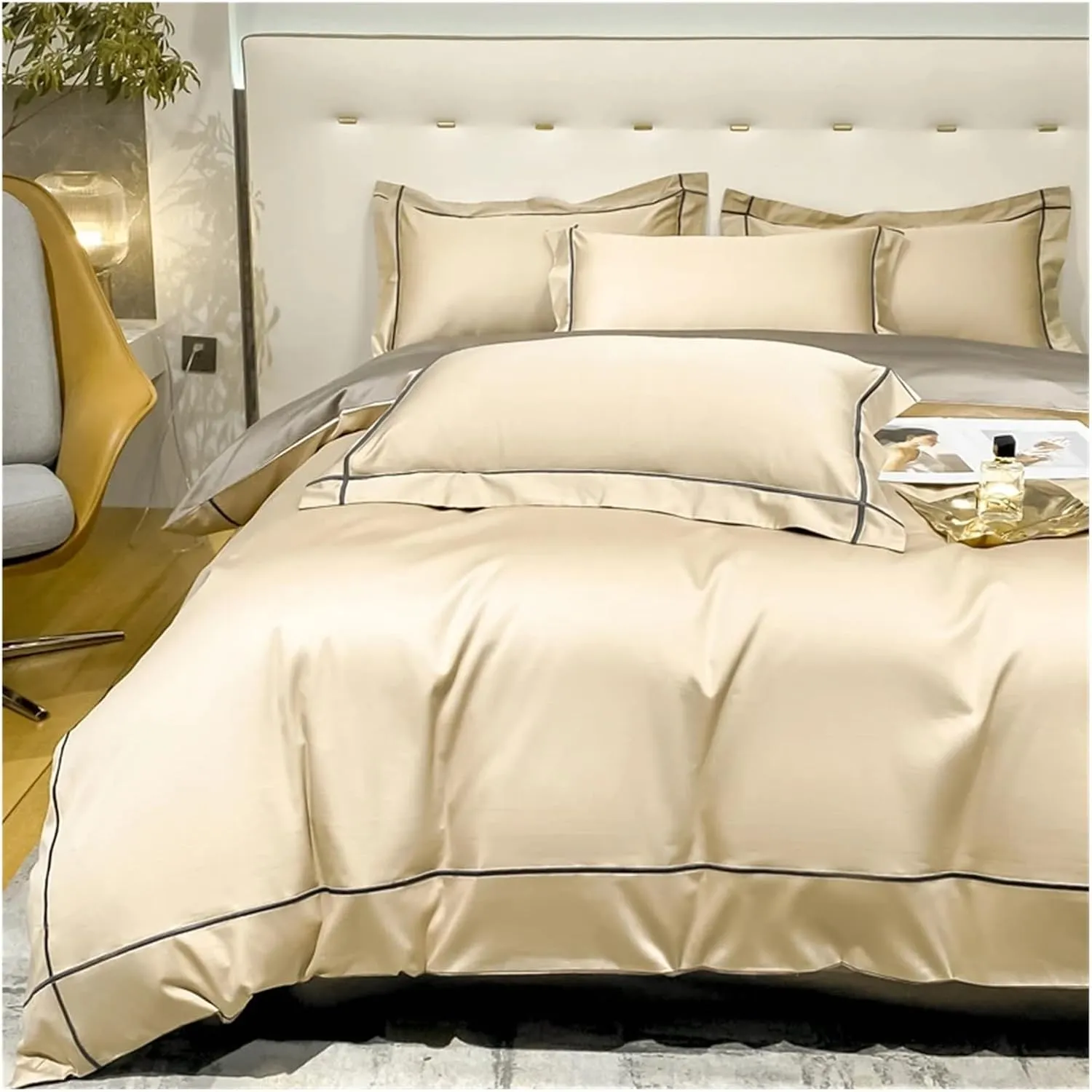 Bedding Set 800Tc Egyptian Cotton Bed Sheet Set with Quilt Cover Pillowcases Luxury Flat Sheets Duvet Cover,All Season Comforter,B,Twin