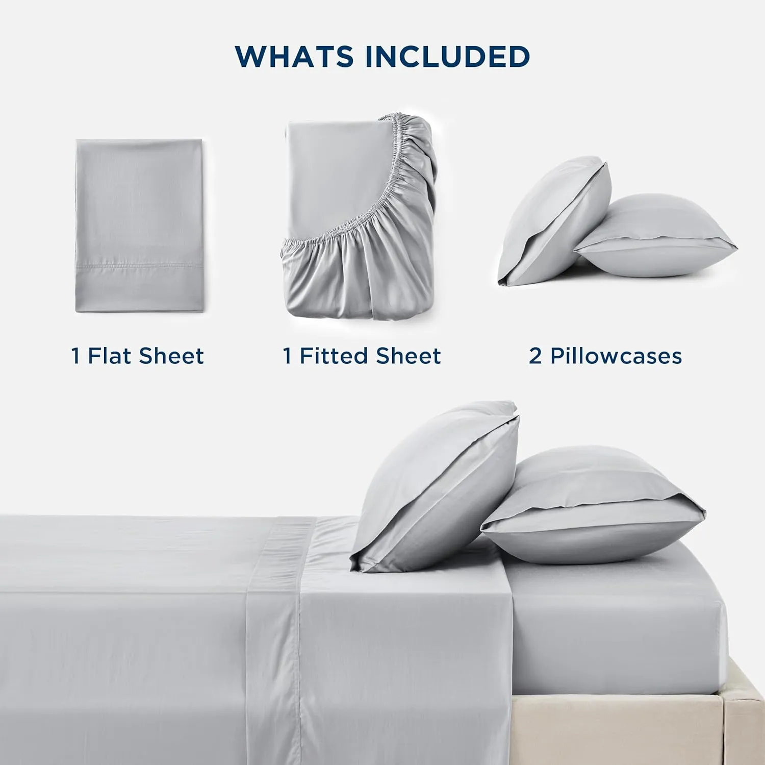 Bedsure Cooling Sheets King Size - Lyocell Cotton Sheet Set, GentleSoft™, Silky & Breathable Eucalyptus Bed Sheets with Deep Pocket, 4 Pieces, Luxury Hotel Bedding, Grey