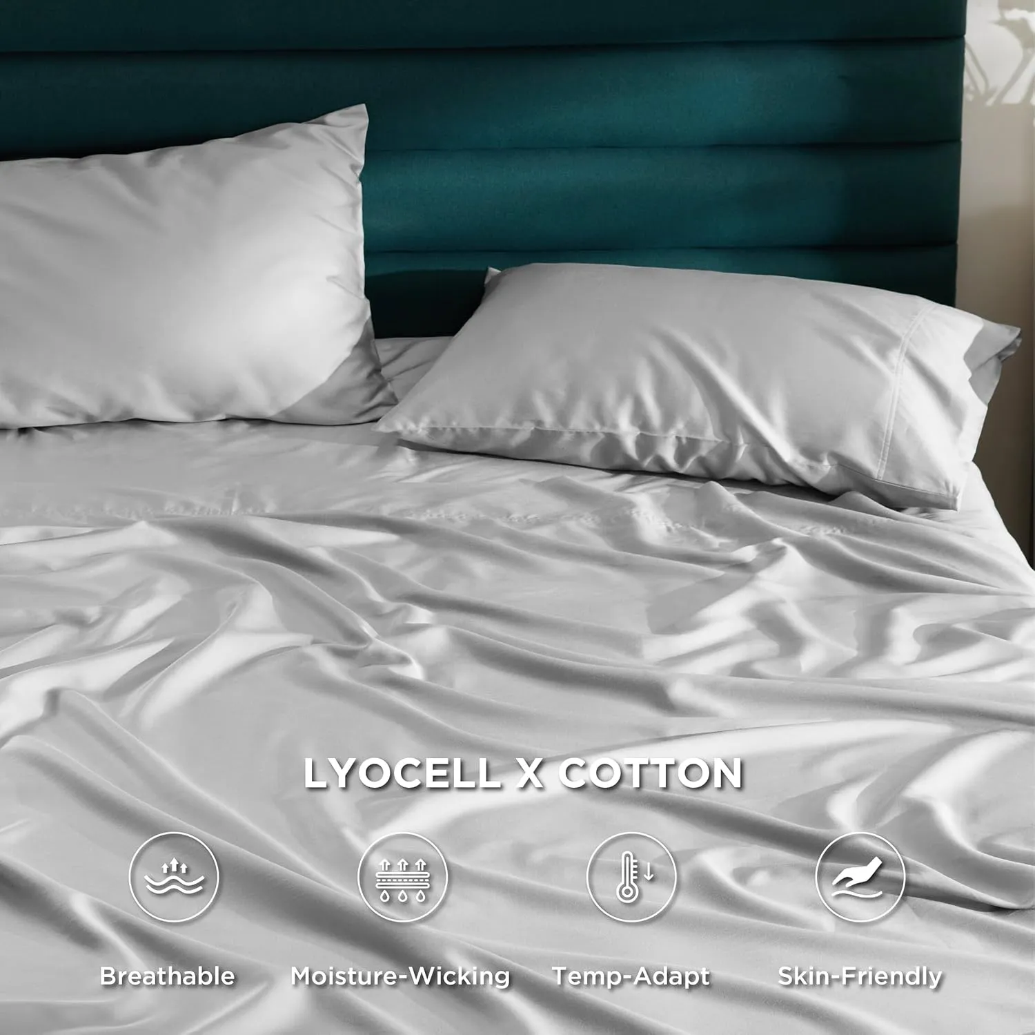 Bedsure Cooling Sheets King Size - Lyocell Cotton Sheet Set, GentleSoft™, Silky & Breathable Eucalyptus Bed Sheets with Deep Pocket, 4 Pieces, Luxury Hotel Bedding, Grey