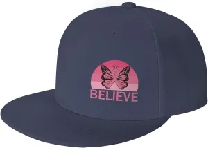 Believe Breast Cancer Awareness Pink Ribbon Fashion Flat Cap Adujstable Men Women Baseball Caps Outdoor