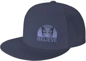 Believe Gastric Cancer Awareness Periwinkle Ribbon Fashion Flat Cap Adujstable Men Women Baseball Caps Outdoor Navy Blue