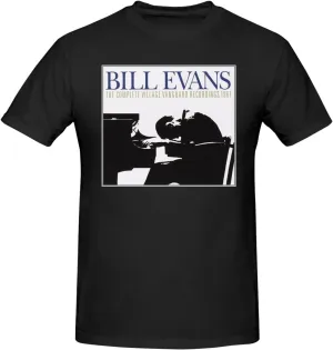 Bill Music Evans Shirt Fashion Breathable Crew Neck Short Sleeve Tshirt for Men Cotton Cool Pattern Top Tees Black
