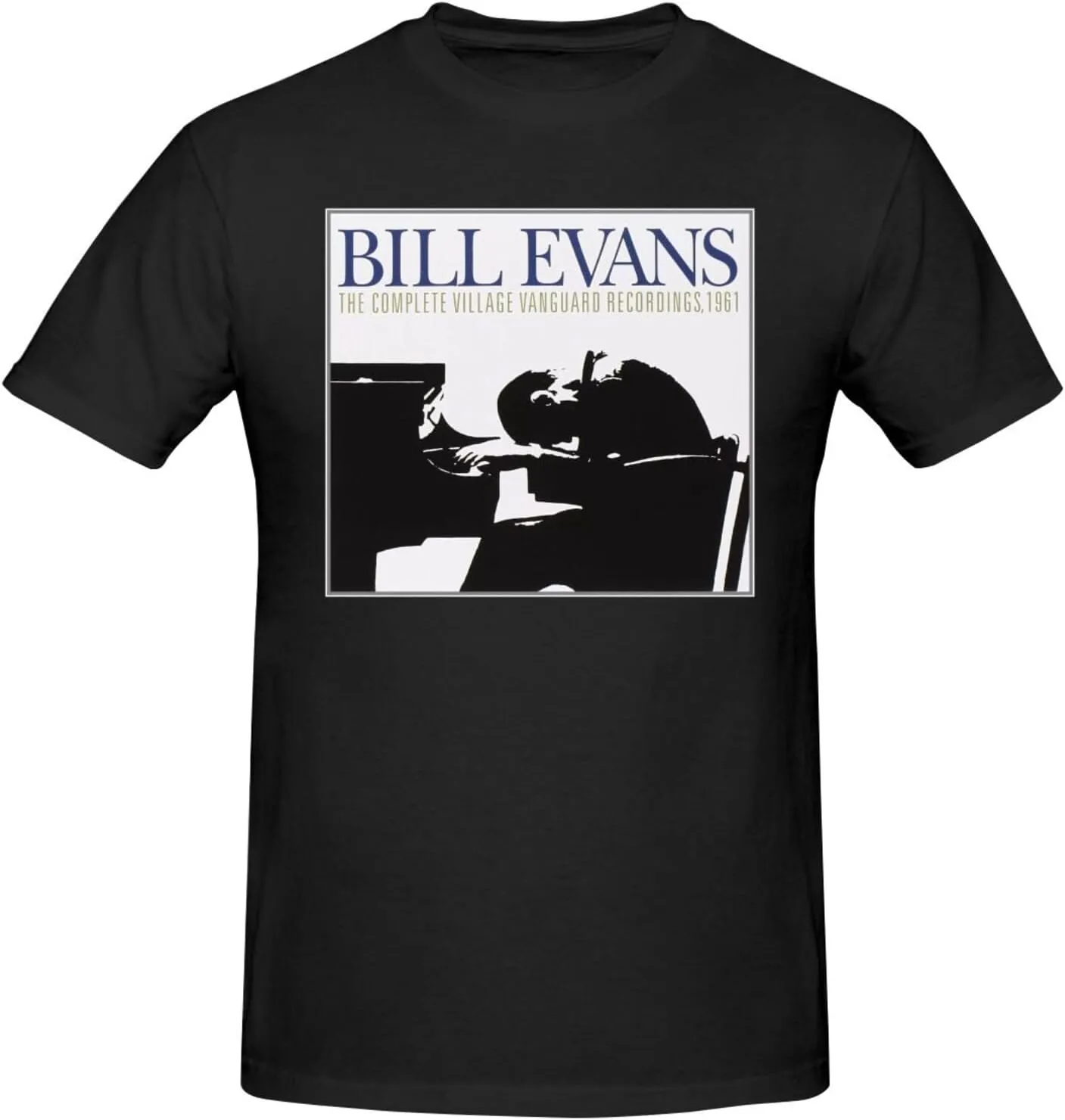 Bill Music Evans Shirt Fashion Breathable Crew Neck Short Sleeve Tshirt for Men Cotton Cool Pattern Top Tees Black