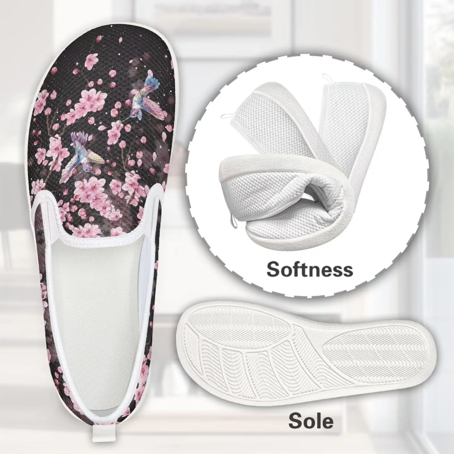Binienty Women's Breathable Flats Shoes, Soft Slip on Loafers Flats Cozy Lightweight Walking Sneakers US 5.5-10.5