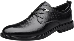 Black Crocodile Pattern Leather Shoes Mens Classic Wingtip Dress Shoes Elegant Wedding Prom Casual Oxfords