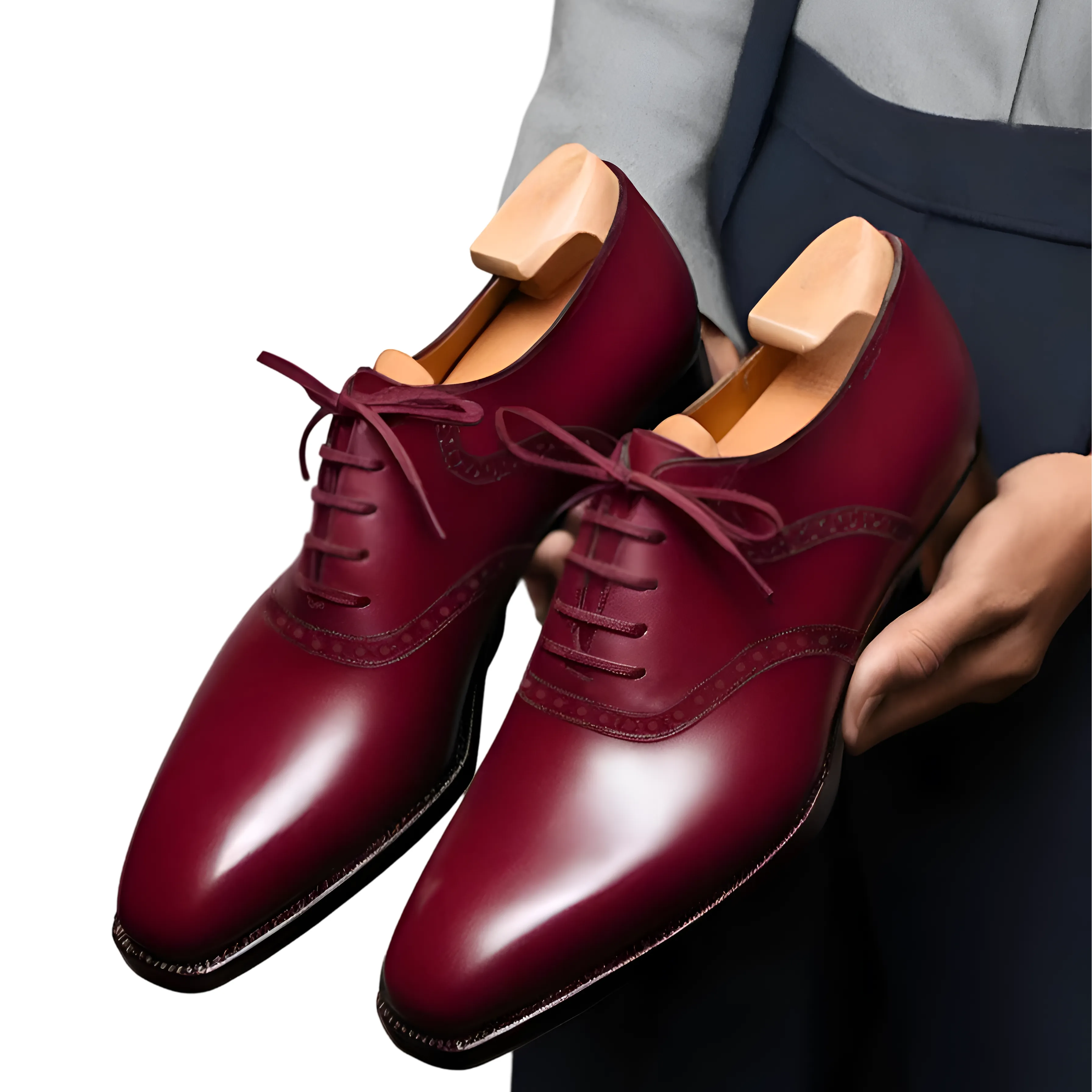 Black Leather Kratio Brogue Oxfords - Formal Shoes