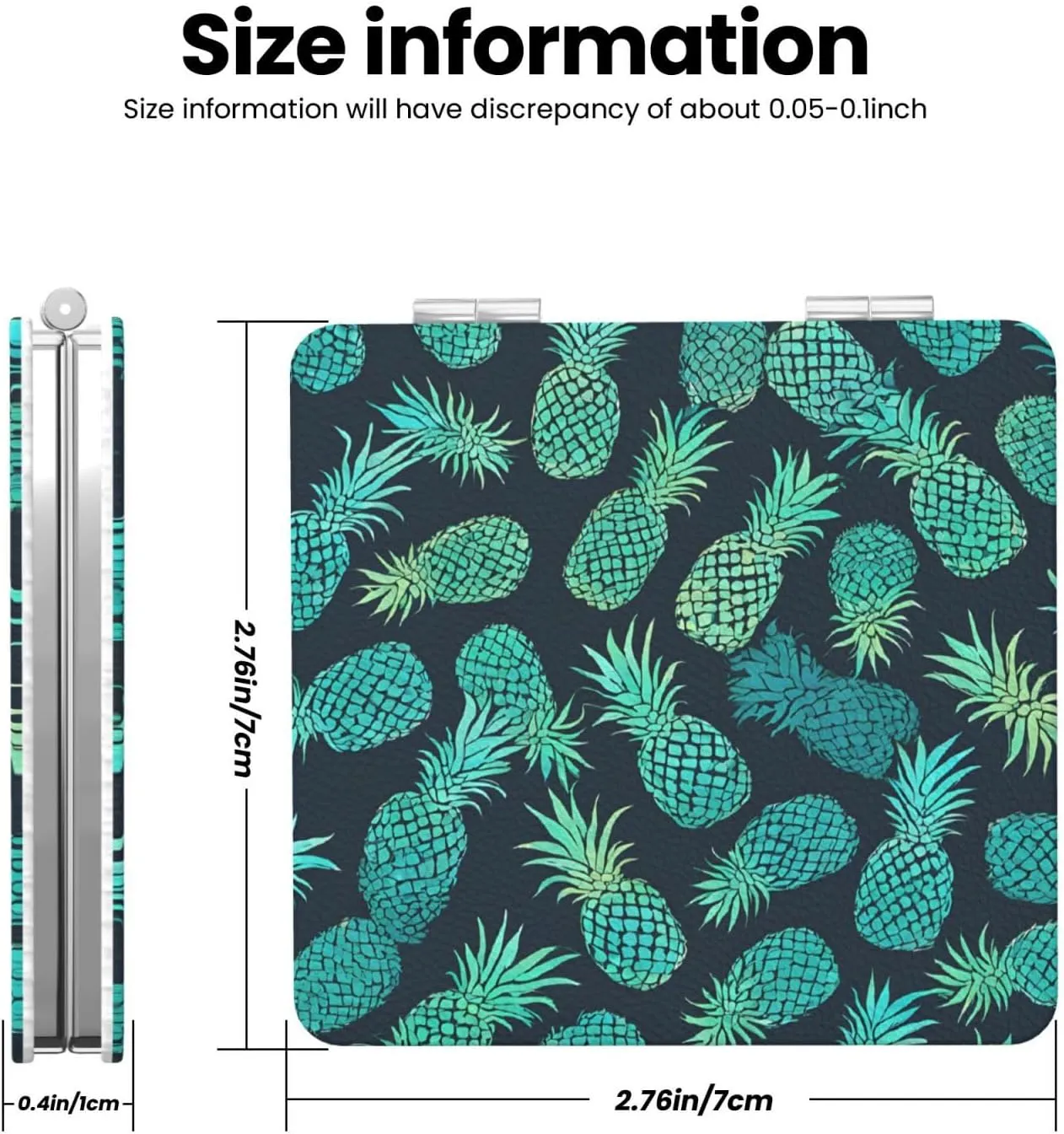 Blue Pineapple Portable Pocket Cosmetic Mirror-Compact and Light, It is A Necessary Thing to Go Out for Beauty and Makeup