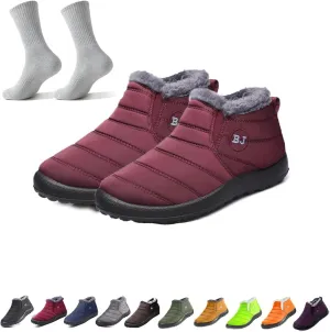 Boojoy Winter Snow Boots,Women's Waterproof Orthopedic Warm Boots,Anti-Slip Fur Lined Slip On Shoes for Women Men