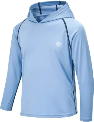 Boys Grils Long Sleeve Sun Shirts UPF50  Hoodie Thumbhole Rash Guard Quick Dry Atheltic Hiking Workout Water Playing