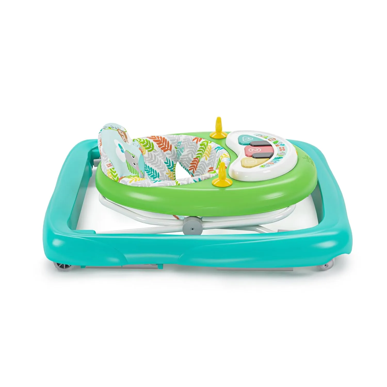 Bright Starts Tiny Trek 2-in-1 Baby Activity Walker with -Toy Station, Adjustable Height and Easy-Fold Frame, Jungle Vines Age 6 Months 
