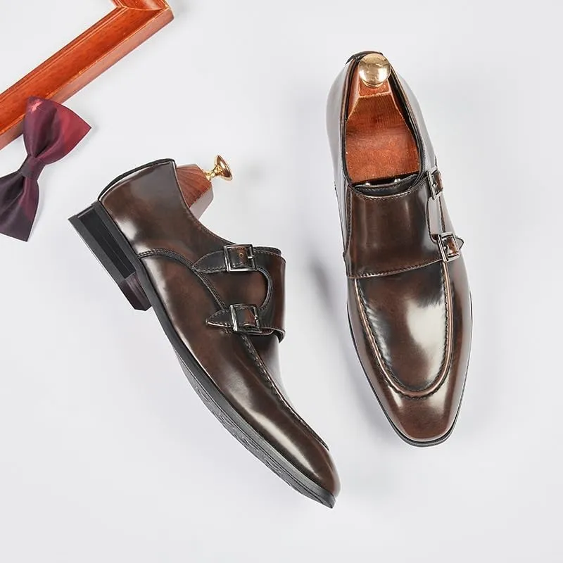 British Button Shoes Men's Business Formal Leather Shoes Low-top Composite Sole Suitable for Wedding Office Parties