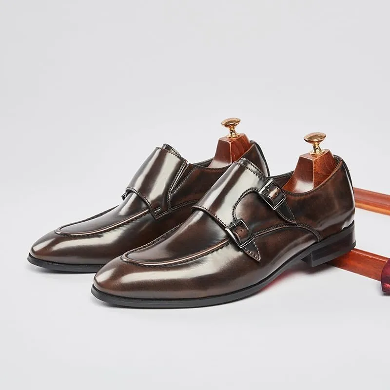British Button Shoes Men's Business Formal Leather Shoes Low-top Composite Sole Suitable for Wedding Office Parties