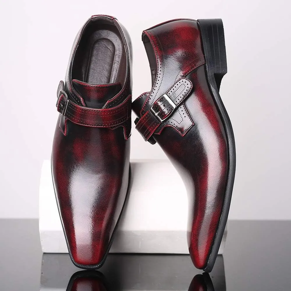 British Gentleman Genuine Leather Oxford Shoes Men Pointed Slip On Formal Wedding Dress Casual Single Buckle