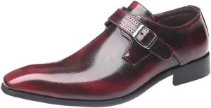 British Gentleman Genuine Leather Oxford Shoes Men Pointed Slip On Formal Wedding Dress Casual Single Buckle