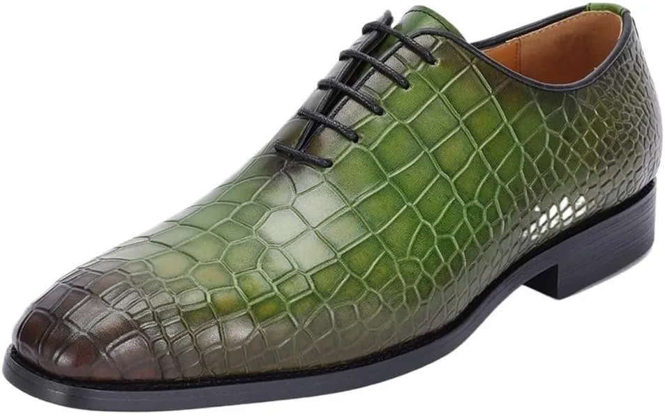 Brogue Dress Shoes Men's Patent Leather Lace Up Cap Toe Oxfords Business Casual Modern Work Wedding Shoes