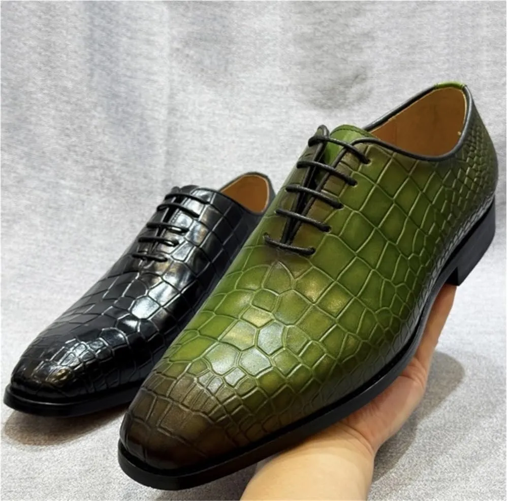 Brogue Dress Shoes Men's Patent Leather Lace Up Cap Toe Oxfords Business Casual Modern Work Wedding Shoes