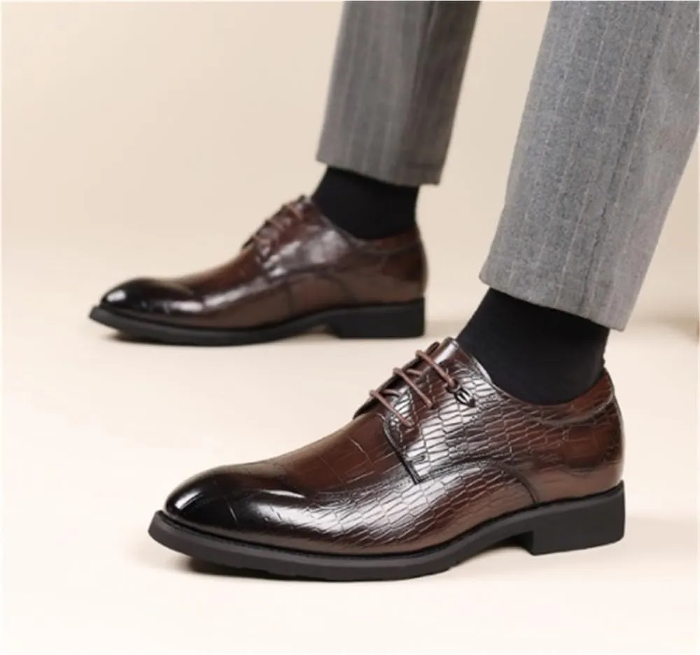 Brogue Dress Shoes Retro Carved Classic Cap Toe Oxfords Lace Up Business Casual Prom Wedding Suit Shoes for Men