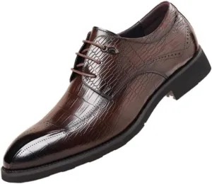 Brogue Dress Shoes Retro Carved Classic Cap Toe Oxfords Lace Up Business Casual Prom Wedding Suit Shoes for Men