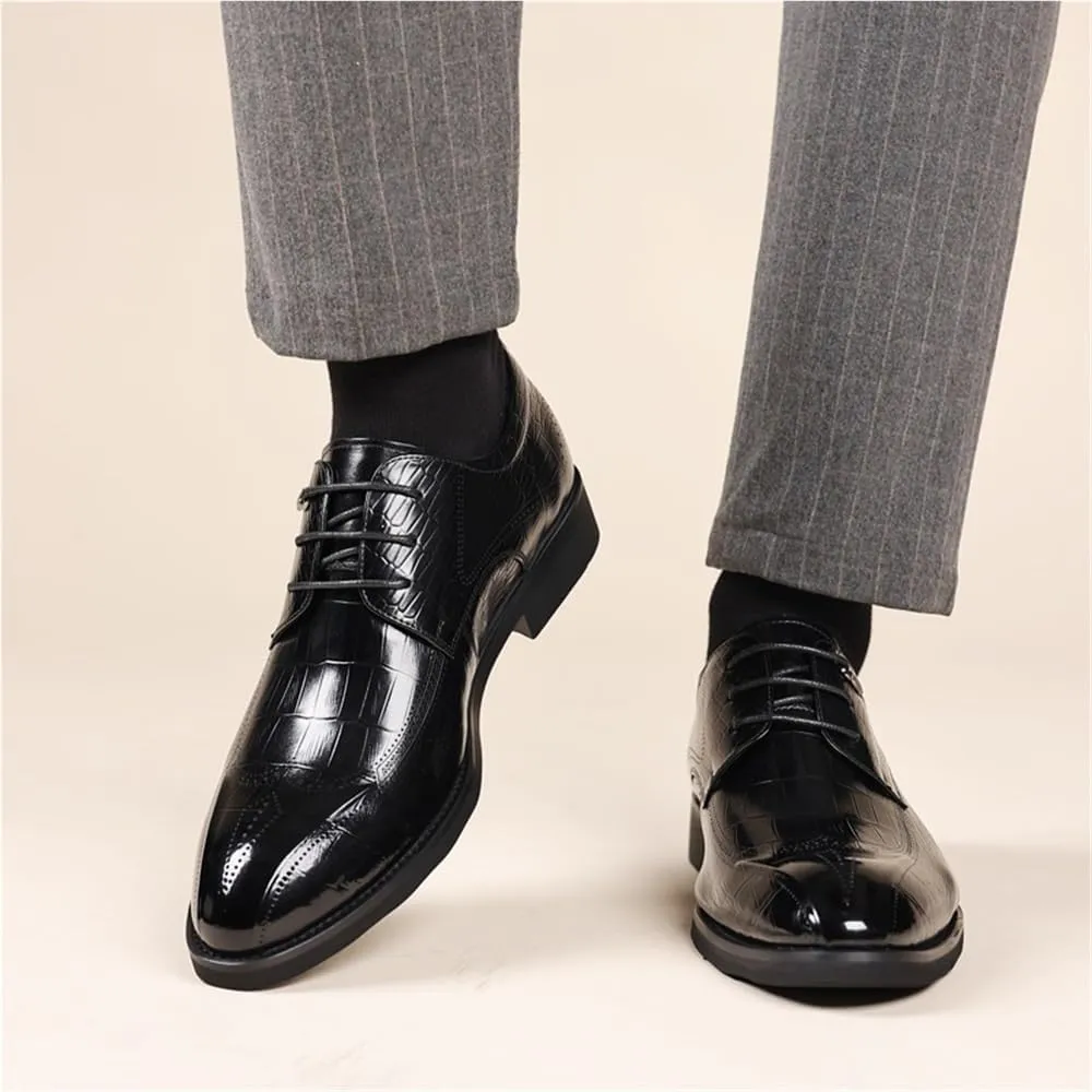 Brogue Dress Shoes Retro Carved Classic Cap Toe Oxfords Lace Up Business Casual Prom Wedding Suit Shoes for Men