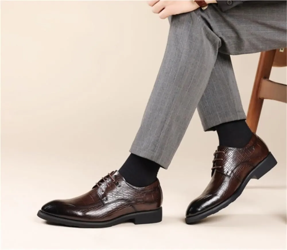 Brogue Dress Shoes Retro Carved Classic Cap Toe Oxfords Lace Up Business Casual Prom Wedding Suit Shoes for Men