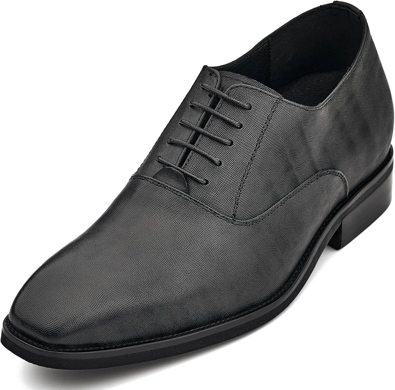 CALTO Men's Invisible Height Increasing Elevator Shoes - Black Micro-Perforated Leather Lace-up Formal Dress Oxfords - 3 Inches Taller - Y3520 - Size 11.5 D(M) US