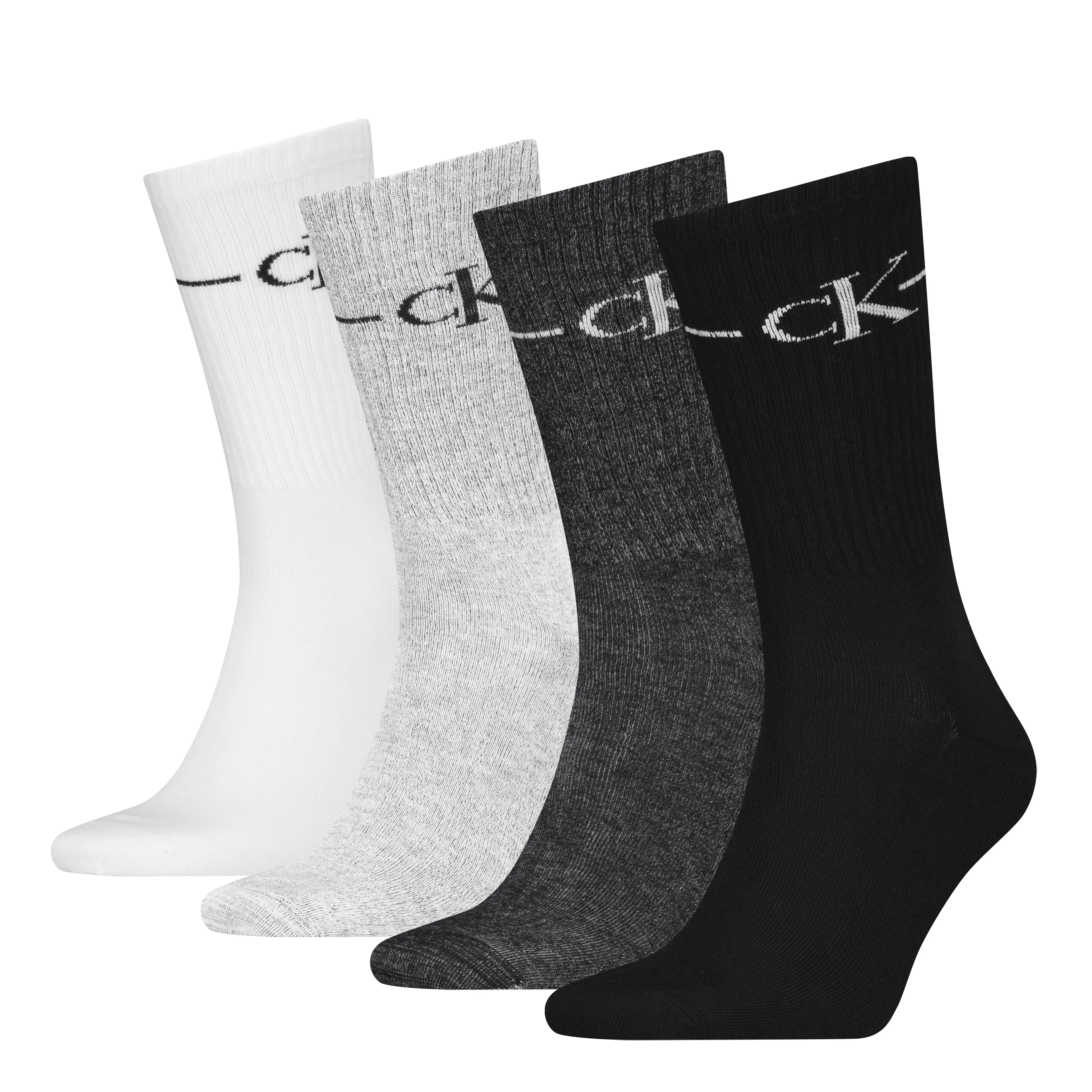 Calvin Klein 4 Pack Giftboxed Trainer Mens Crew Socks Black/White
