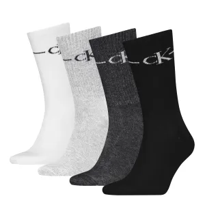Calvin Klein 4 Pack Giftboxed Trainer Mens Crew Socks Black/White