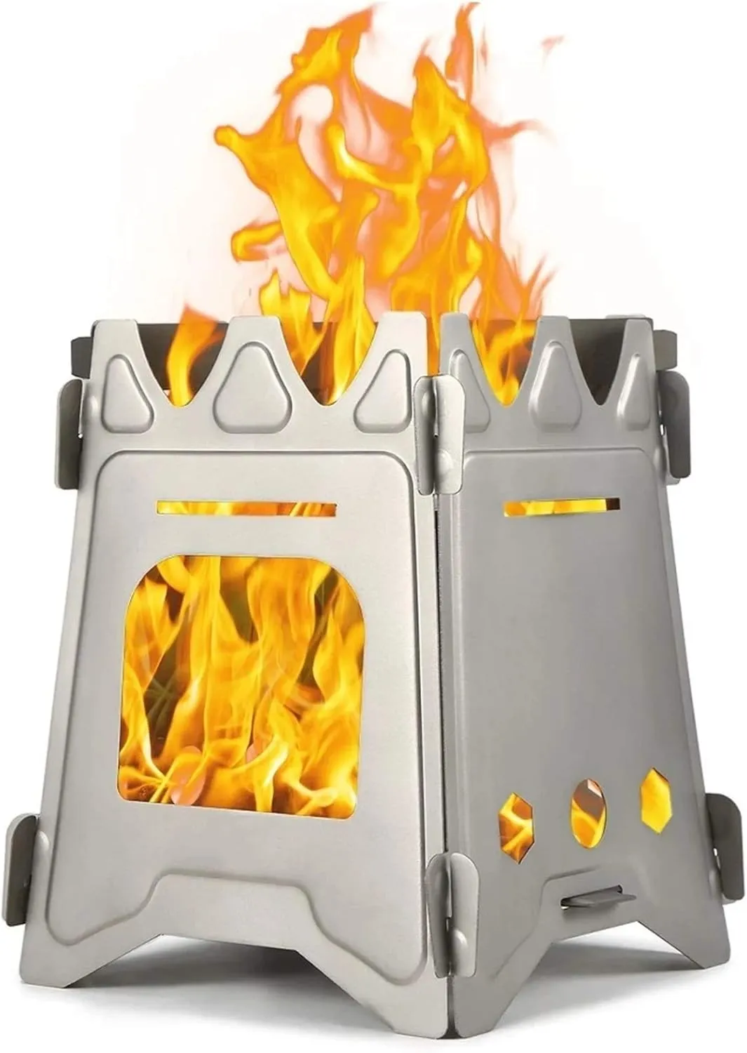 Camping Stove Outdoor Wood Burning Camp Stove Potable Folding Stainless Steel Backpacking Stove Camp Stoves