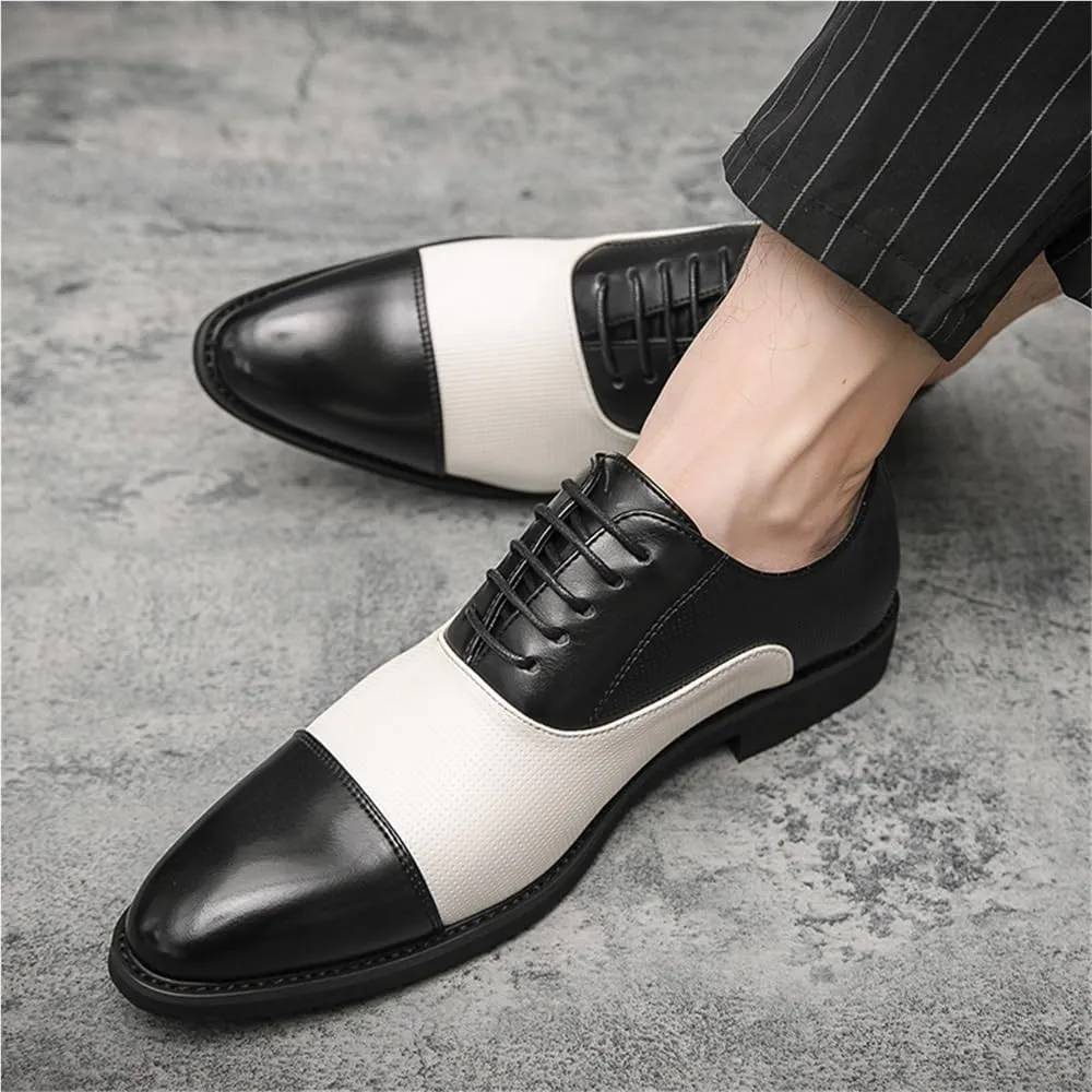 Cap Toe Lace Up Non-Slip Oxford Comfortable Fashion Dress Shoes Business Work Soft Wedding Shoes for Men Formal Occasions